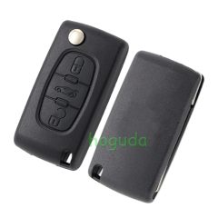 For Peugeot 407 blade 3 button flip remote key blank with trunk button ( HU83 Blade - Trunk - No battery place ) (No Logo)