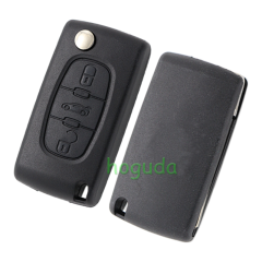 For Peugeot 407 blade 3 button flip remote key blank with trunk button ( HU83 Blade - Trunk - With battery place) (No Logo)