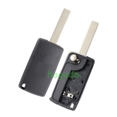 For Peugeot 407 blade 3 button flip remote key blank with trunk button ( HU83 Blade - Trunk - With battery place) (No Logo)