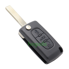For Peugeot 407 blade 3 button flip remote key shell with trunk button ( HU83 Blade - Trunk - No battery place )