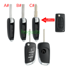 For Peugeot 2 button modified flip remote key blank withVA2 307/HU43/206 Blade -- Without battery place