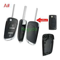 For Peugeot 2 button modified flip remote key blank with VA2 307 Blade -- Without battery place (No Logo)