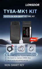 LONSDOR TOYOTA TY8A-MK1 KIT FOR TOYOTA 8A NON-SMART KEY ALK KIT 1.8A blade key for Toyota before 2018 2.No need to replace IMMO Box 3.Work with K518 PRO/K518