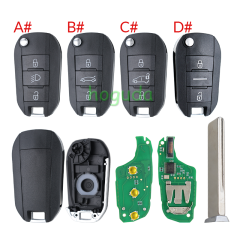 For Peugeot 3 button remote keys chip PCF 7941(TITAG2) 46 chip with HU83 blade 434MHZ HELLA 5FA010 353-20 CMIIT ID:2013DJ0113 9807343377 00