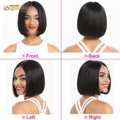 Superbar Straight Lace Part short Bob Wig130% Density 10 Inch 100% Human Hair Wigs