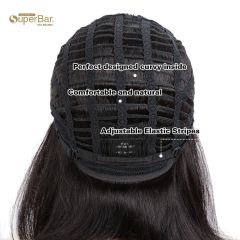 Superbar Human Hair Wigs with High SideBangs 4.5 inch Lace Side Part Wig for Women OmbreWine Red Color Wigs