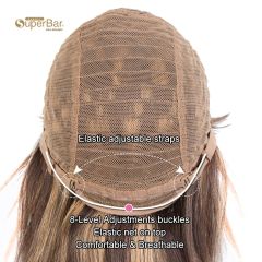 Superbar Ombre Brown Color Straight HumanHair Wigs With Bangs For Women Full Machine MadeHuman Hair Wigs
