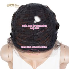 Superbar Human Hair Pixie Cut Wigs Pixie BobWig with Hand-tied Hairline Blonde Color