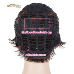 Superbar Human Hair Pixie Cut Wigs Pixie BobWig with Hand-tied Hairline Blonde Color