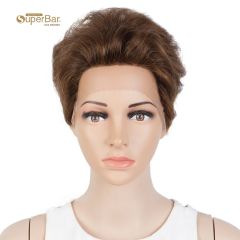 Superbar Human Hair Pixie Cut Wigs Pixie BobWig with Hand-tied Hairline Brown Color