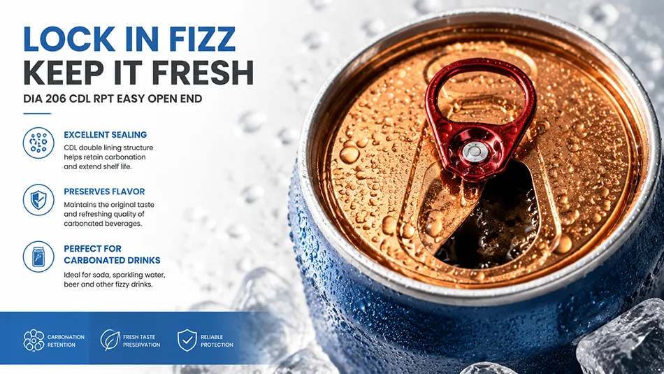 206 CDL RPT easy open end for carbonated beverage cans
