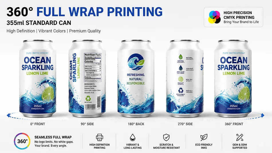 custom printed 355ml aluminum soda can