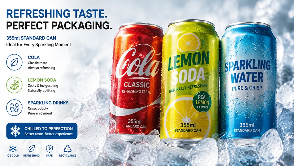 355ml aluminum soda can for carbonated beverages