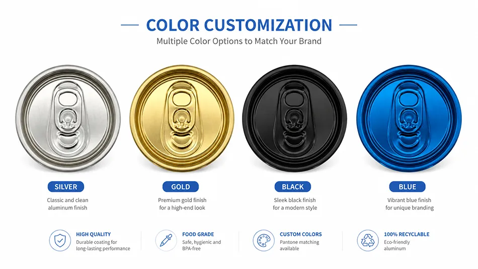 custom color 202 SOT aluminum can lids for beverage brands
