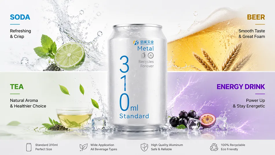 310ml standard aluminum beverage cans for soda beer sparkling water tea and energy drinks