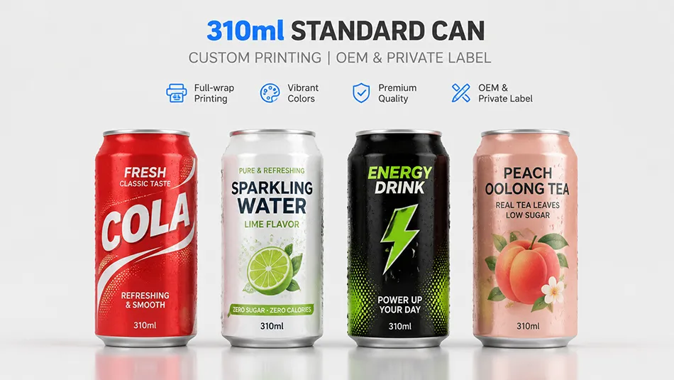 custom printed 310ml standard aluminum beverage cans for soda beer and energy drinks