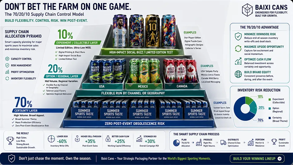 A seasonal 70-20-10 volume allocation framework for limited edition sports beverage cans to minimize obsolete inventory risk