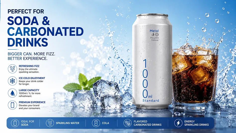 1000ml aluminum cans for soda and carbonated soft drinks