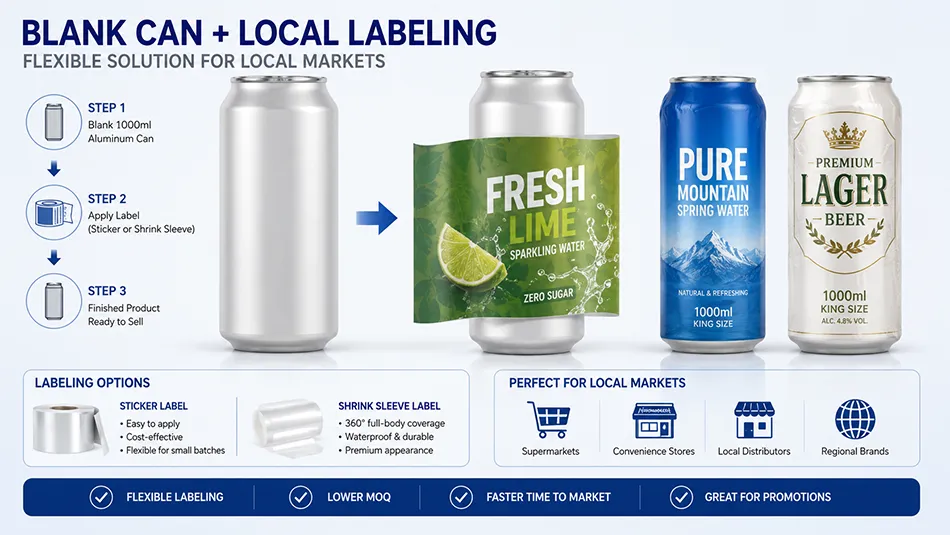 blank 1000ml aluminum cans for local labeling
