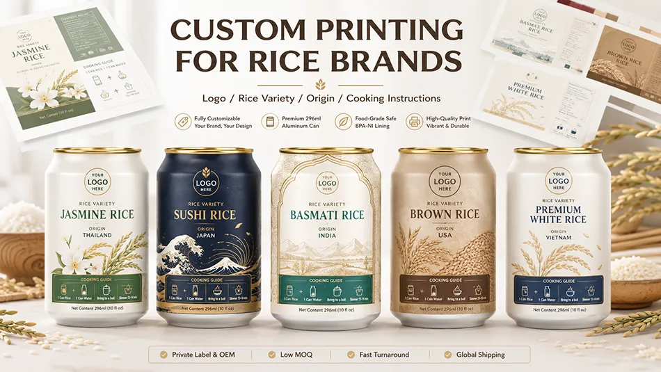 custom printed aluminum rice cans for premium food brands