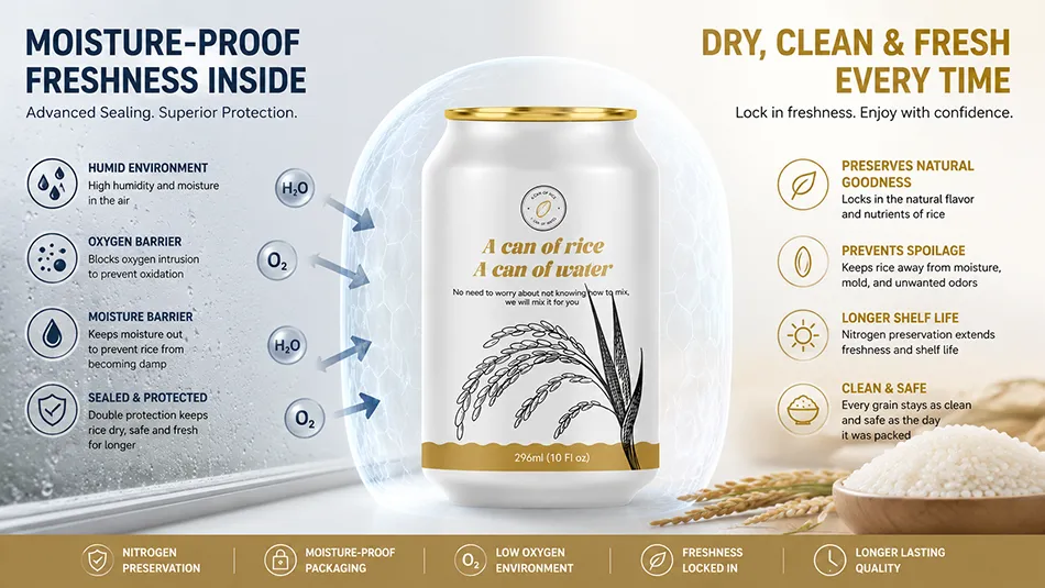 aluminum rice can packaging helps reduce moisture exposure