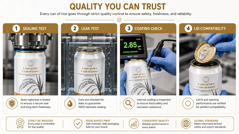 quality inspection for aluminum rice cans with full open lids