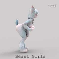 Lupacols studio Furry Beast Girls Series Pink White Beast Girl