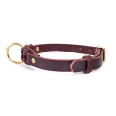 Genuine leather dog collar, top layer cowhide braided brass pet collar