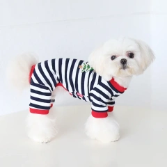 2023 New Christmas Striped Pajamas Soft Cotton Elasticity Puppy Jumpsuits Home Pet Clothes Small Dog Pajamas For Autumn Winter