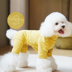 High Quality Dog Pajamas Pet Clothes Embroidered Soft Super Elastic 4 legged Dog Jumpsuit Shirt Striped Teddy Dog Pajamas