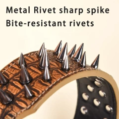Beirui High Quality Long Rivet Spikes Custom Heavy Duty Bull Dog Lion Decoration Anti-Bite Leather Pet Dog Collar