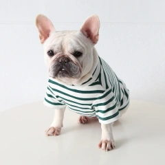 Spring and Summer Classic Stripe Cotton French Bulldogs T-shirt Fashion Versatile Pet Dog Clothes Fat Dog Clothing Wholesale