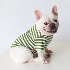 Spring and Summer Classic Stripe Cotton French Bulldogs T-shirt Fashion Versatile Pet Dog Clothes Fat Dog Clothing Wholesale