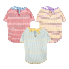 New Design Summer Pet Clothes Dog Clothing Soft High Elastic Fashion High Quality 95% Cotton Stripe Dog T-shirt For Puppy