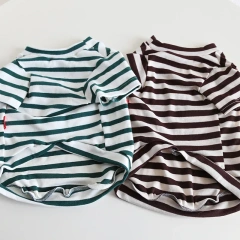 Spring and Summer Classic Stripe Cotton French Bulldogs T-shirt Fashion Versatile Pet Dog Clothes Fat Dog Clothing Wholesale