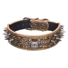 PU leather rivet anti-bite pet collar, medium and large dog rivet dog collar