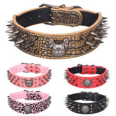 PU leather rivet anti-bite pet collar, medium and large dog rivet dog collar