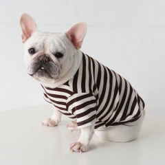 Spring and Summer Classic Stripe Cotton French Bulldogs T-shirt Fashion Versatile Pet Dog Clothes Fat Dog Clothing Wholesale