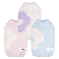 High Quality Luxury Pet Clothes Soft Wool Dog Sweater For Autumn Winter Fashion Flower Warm Dog Sweater Pets Coat Wholesale