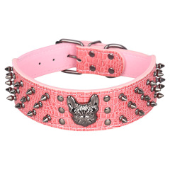 PU leather rivet anti-bite pet collar, medium and large dog rivet dog collar