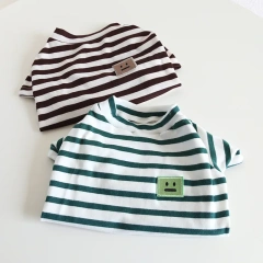 Spring and Summer Classic Stripe Cotton French Bulldogs T-shirt Fashion Versatile Pet Dog Clothes Fat Dog Clothing Wholesale