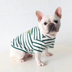 Spring and Summer Classic Stripe Cotton French Bulldogs T-shirt Fashion Versatile Pet Dog Clothes Fat Dog Clothing Wholesale