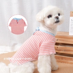 New Design Summer Pet Clothes Dog Clothing Soft High Elastic Fashion High Quality 95% Cotton Stripe Dog T-shirt For Puppy