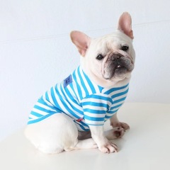 Spring and Summer Classic Stripe Cotton French Bulldogs T-shirt Fashion Versatile Pet Dog Clothes Fat Dog Clothing Wholesale