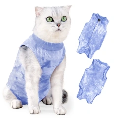 Cat Clothes Tie-Dye Pet Clothes Anti-Licking Buttoned Comfortable Cat Wound Recovery Suit