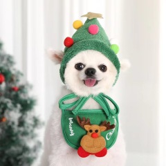 new arrival Wholesale Lovely Pet Christmas Costume Holiday Winter Puppy Dog Christmas Hat And Scarf suit