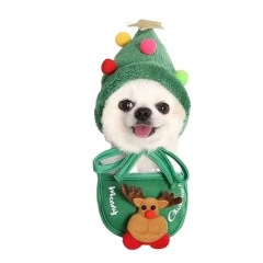 2023 new arrival Wholesale Lovely Pet Christmas Costume Holiday Winter Puppy Dog Christmas Hat And Scarf
