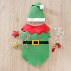 2024 Winter Christmas Dog Clothes Santa Elf Soft Costume Shirts Dogs Cats Puppy Pet Apparel Chihuahua