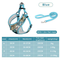 Pet Dog Harness And Leash Set Comfort Breathable Pet Harness Printed Dog Harness for Small Medium Dogs Pet Supplies