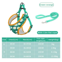 Pet Dog Harness And Leash Set Comfort Breathable Pet Harness Printed Dog Harness for Small Medium Dogs Pet Supplies